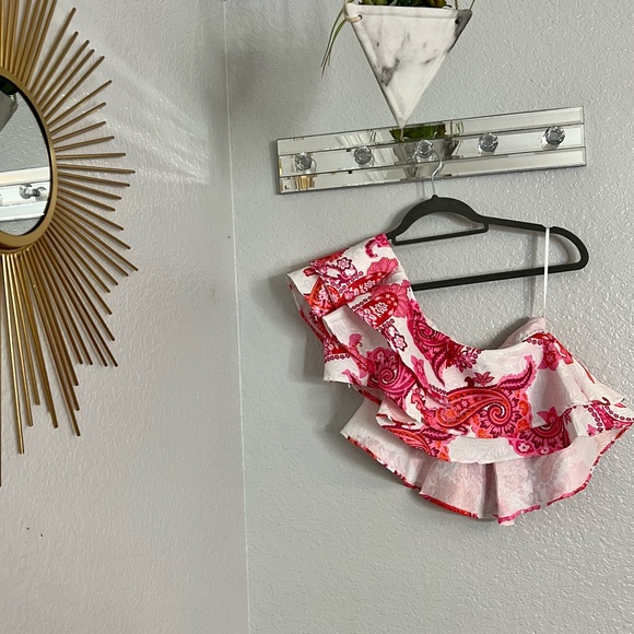 Shein Pink Two Piece Skirt Set with Bold Pink and White Floral Print - Picture 10 of 14